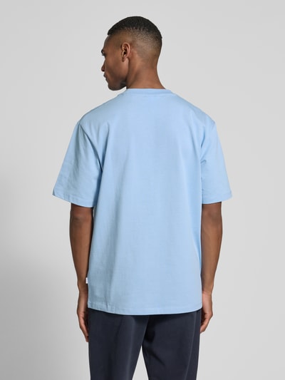 Lindbergh T-shirt met geribde ronde hals Lichtblauw - 5