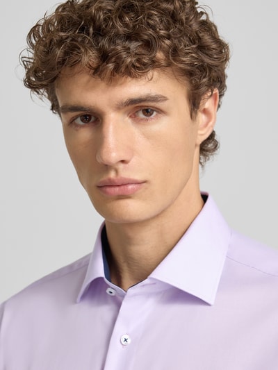 ETERNA Regular fit zakelijk overhemd van katoen met kentkraag Lila - 3