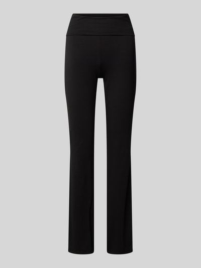 Gina Tricot Flared cut stoffen broek met elastische band Zwart - 2