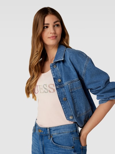 Guess Top na ramiączkach z detalem z logo Różowawy 3