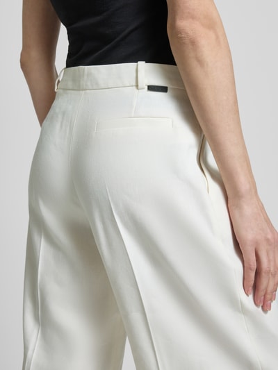 HUGO Wide leg linnen broek met steekzakken, model 'Halati' Wit - 3