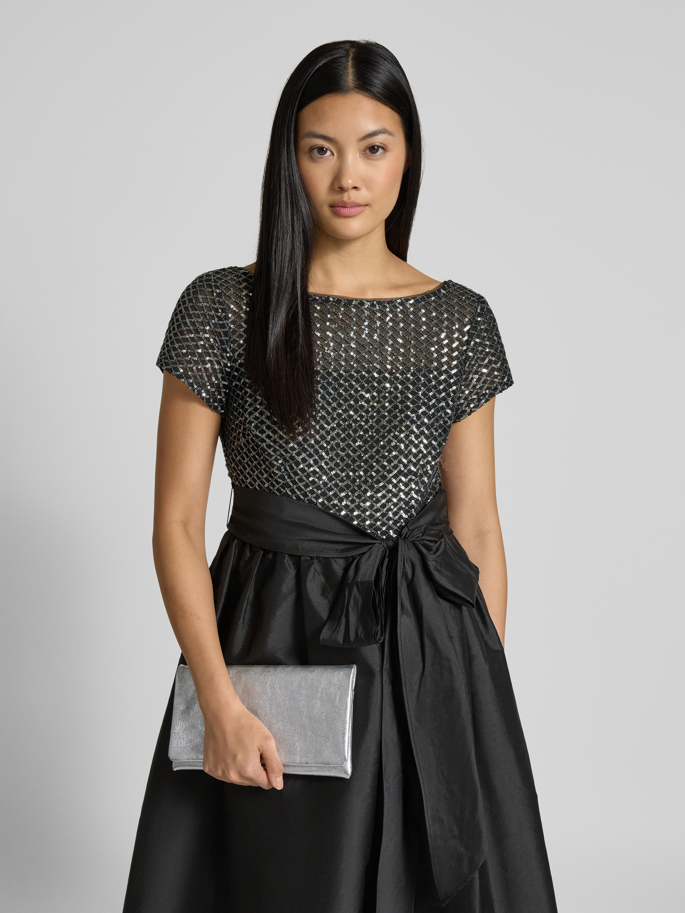 Abro Clutch met drukknoopsluiting Zilver - 1