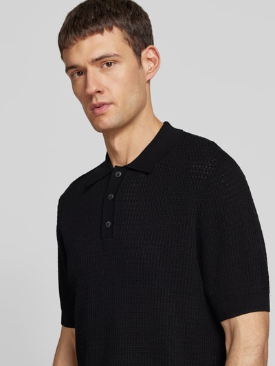 JAKE*S STUDIO MEN Poloshirt  van viscosemix met structuurmotief Zwart - 3