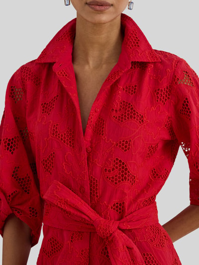 Lauren Ralph Lauren Hemdblusenkleid aus Lochspitze Rot 3