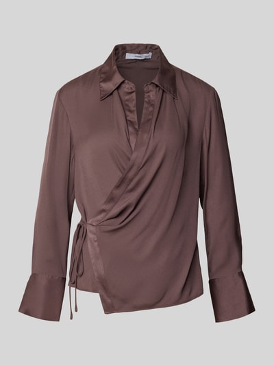 Mango Hemdbluse mit Schnürverschluss Mittelbraun 2