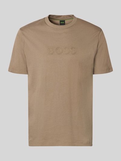 Produktfoto, Regular Fit T-Shirt aus reiner Baumwolle Modell 'TS_TERRACE' von BOSS Green in Optik: Unifarben, 3D-Label Print, Rundhals, Kurzarm, Jersey, glatte Textur