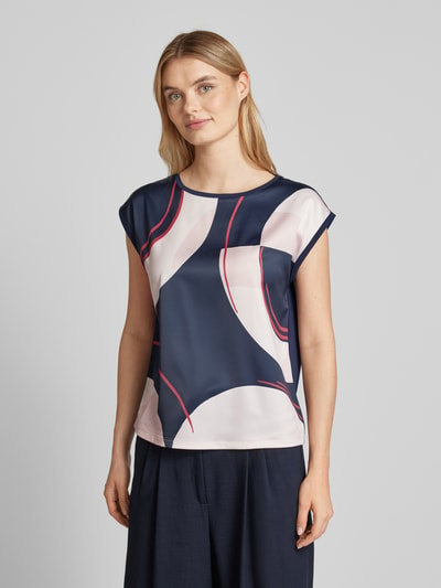 s.Oliver BLACK LABEL Regular Fit Top im Fabric-Mix mit geometrischem Muster Marine 4