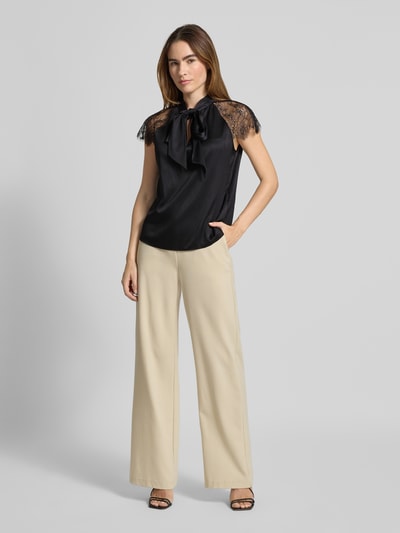 Marc Cain Slim fit blouseshirt van zijde met kant Zwart - 1