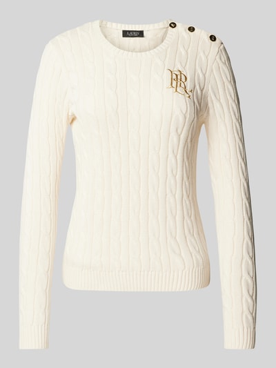 Lauren Ralph Lauren Gebreide pullover met labelstitching, model 'MONTIVA' Offwhite - 2