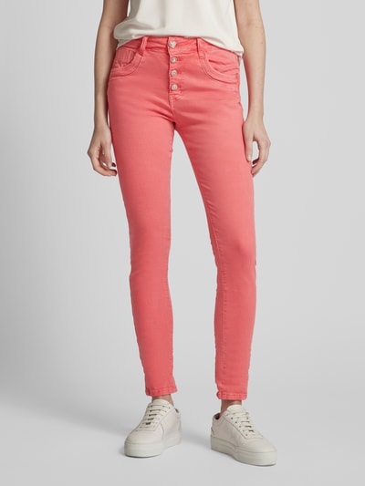 miss goodlife Jeans in effen design met knoopsluiting Felroze - 4