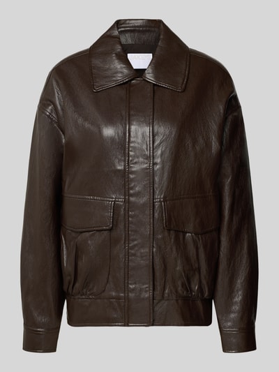 Jake*s Collection Bomberjacke mit Pattentaschen Schoko 1