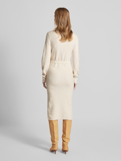 Vero Moda Körpernahes Strickkleid mit Bindegürtel Modell 'PIPPA' Beige 5