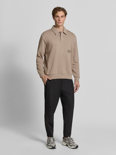 BOSS Green Relaxed Fit Sweatshirt aus Baumwoll-Mix Modell 'SW_Placket Polo' Sand 1