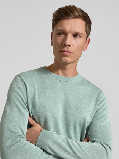 Tom Tailor Regular Fit Strickpullover aus reiner Baumwolle Mint Melange 3