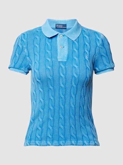 Polo Ralph Lauren Poloshirt mit Zopfmuster Modell 'POLO' Blau 1