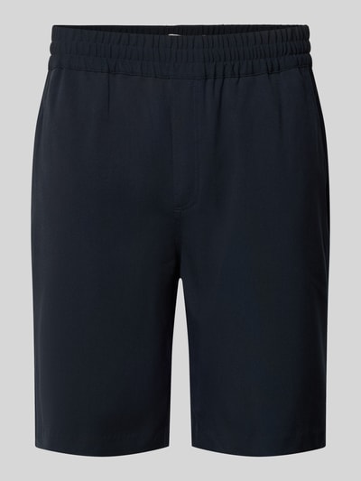 Produktfoto, ciemnogranatowe szorty z elastycznym pasem, materiał-mix z dodatkiem wiskozy, krój regular fit, Shorts mit elastischem Bund Modell 'Samos' od Casual Friday, szerokość w rozmiarze M: 40 cm, długość wewnętrzna nogawki: 21 cm
