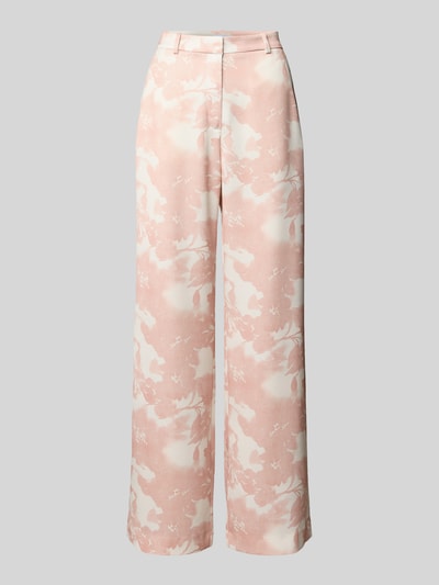 Produktfoto, Stoffhose mit französischen Eingrifftaschen von Jake*s Collection, floraler Allover-Print in Rosa und Creme, Wide Leg Fit, Textur glatter Stoff