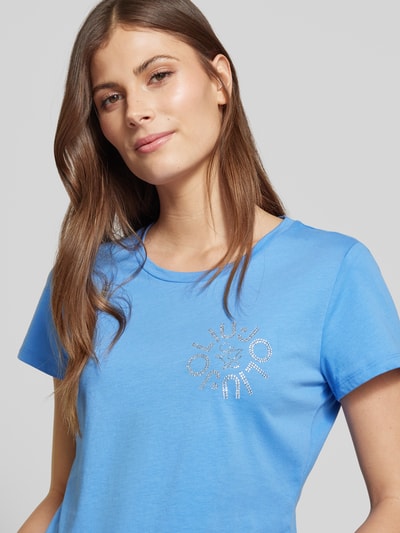 Liu Jo White T-Shirt mit Label-Detail Hellblau 3