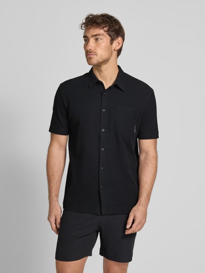Marc O'Polo Regular fit poloshirt met fijne wafelstructuur Zwart - 4