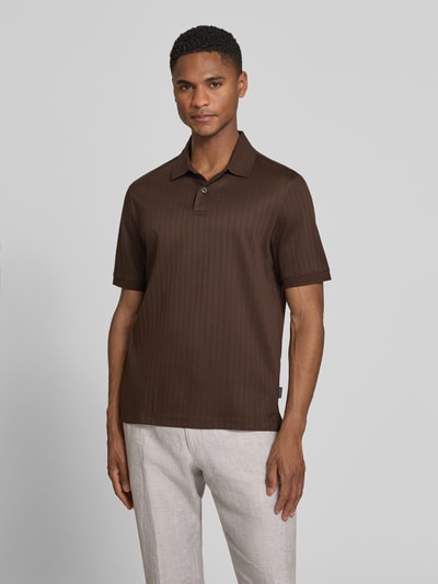 bugatti Regular Fit Poloshirt mit Knopfleiste Dunkelbraun 4