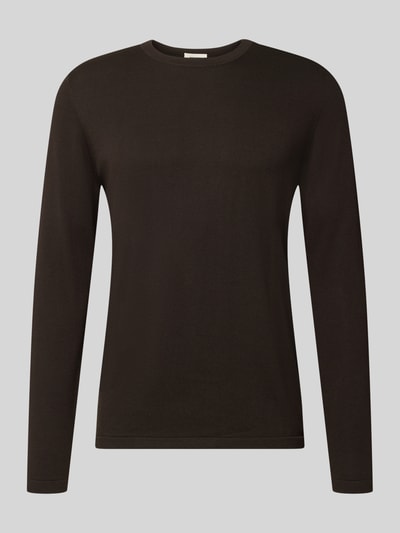 Produktfoto, Regular Fit Longsleeve aus reiner Baumwolle Modell 'Irmino' von DRYKORN in Schwarz, Strick-Optik, Rundhalsausschnitt, glatte Textur