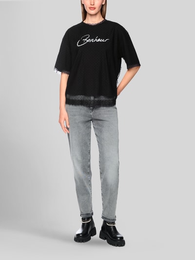 Marc Cain T-Shirt mit Glitzer-Schriftzug Black 1