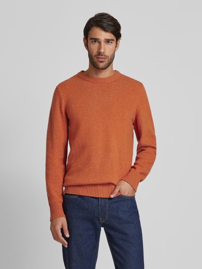 Marc O'Polo Regular fit gebreide pullover van Italiaans gespikkeld tweedgaren Oranje - 4