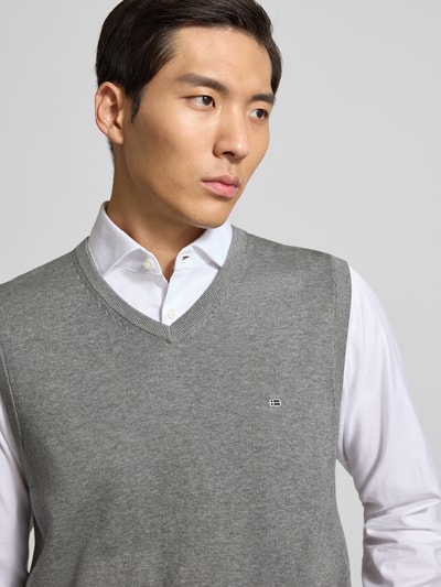 Christian Berg Men Spencer met labelstitching Middengrijs gemêleerd - 3