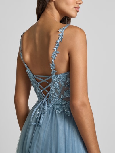 Hey Kyla Abendkleid mit Spitze und V-Ausschnitt Hellblau 3