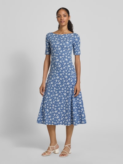 Lauren Ralph Lauren Midikleid mit U-Boot-Ausschnitt Modell 'MUNZIE' Bleu Melange 1