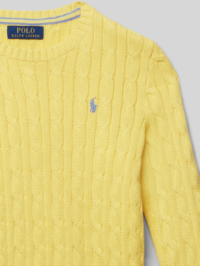 Polo Ralph Lauren Teens Strickpullover mit Zopfmuster Gelb 2