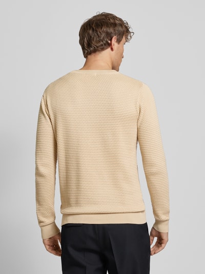 Knowledge Cotton Apparel Gebreide pullover met structuurmotief, model 'VAGN' Zand - 5