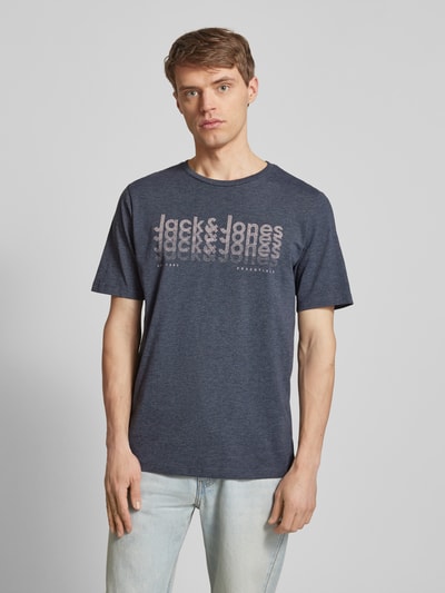 Jack & Jones T-Shirt mit Label-Print Modell 'TEX' Marine 4