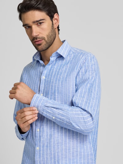 Casual Friday Regular Fit Freizeithemd aus Baumwoll-Leinen-Mix Modell 'ANDRÉ' Blau 3