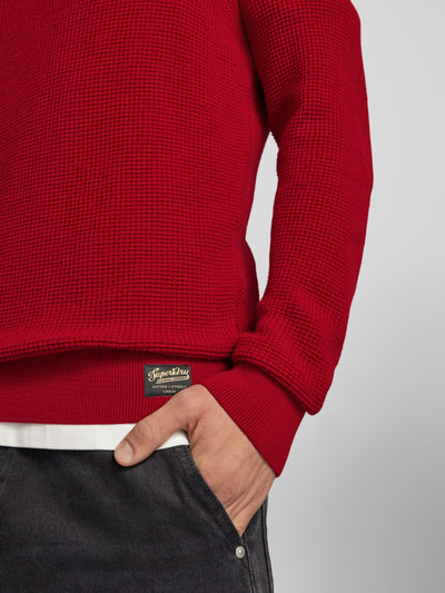 Superdry Gebreide pullover met ronde hals Donkerrood - 3