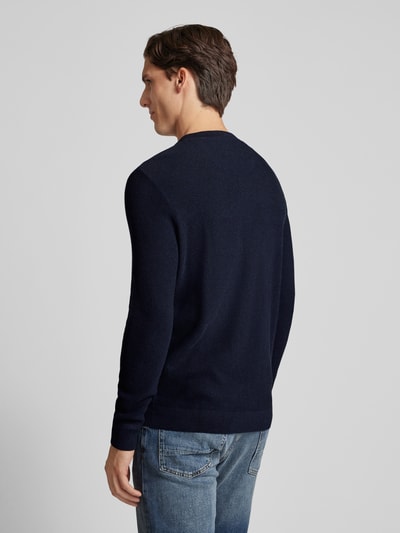 Tom Tailor Regular Fit Strickpullover mit geripptem Rundhalsausschnitt Dunkelblau 5