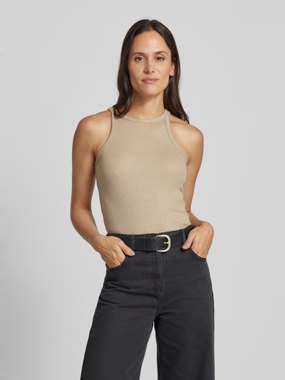 Vero Moda Top mit Rundhalsausschnitt aus Baumwolle Modell 'CHLOE' Silber Melange 4