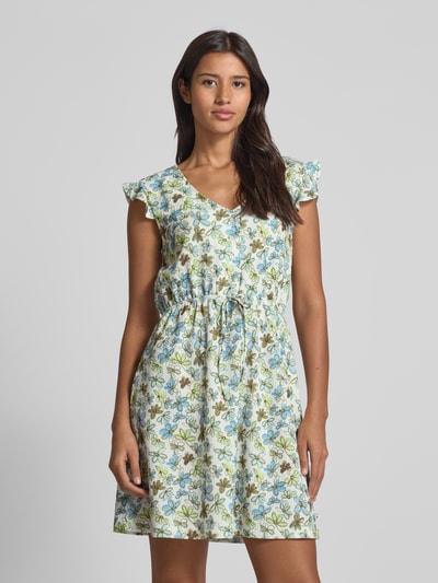 Tom Tailor Denim Getailleerde midi-jurk met all-over motief Offwhite - 4