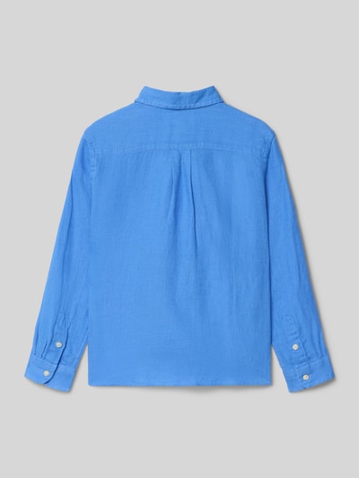Produktfoto, Regular Fit Freizeithemd aus reinem Leinen von Polo Ralph Lauren Kids, unifarben blau, Flammgarn, lange Ärmel, Button-Down-Kragen