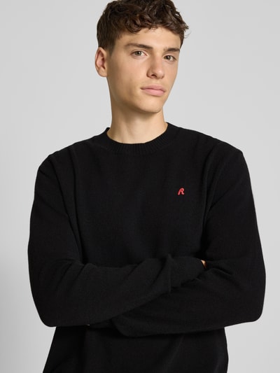 Replay Gebreide pullover van lanawolmix met ronde hals Zwart - 3