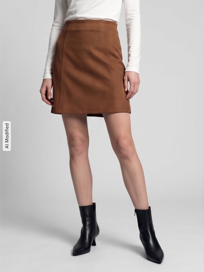 VERO MODA Ausgestellter Mini-Rock mit Teilungsnähten Modell 'DONNAHAZEL' Cognac 4
