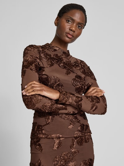 ROTATE Longsleeve mit Zierbesatz Mittelbraun 3