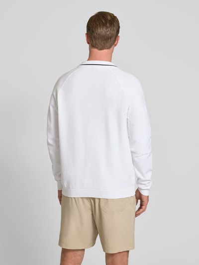 BOSS Green Regular Fit Strickjacke aus reiner Baumwolle mit Polokragen Weiss 5