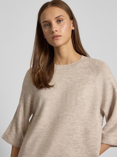 Only Regular Fit Pullover mit Fledermausärmeln Modell 'SIMONI' Sand Melange 3