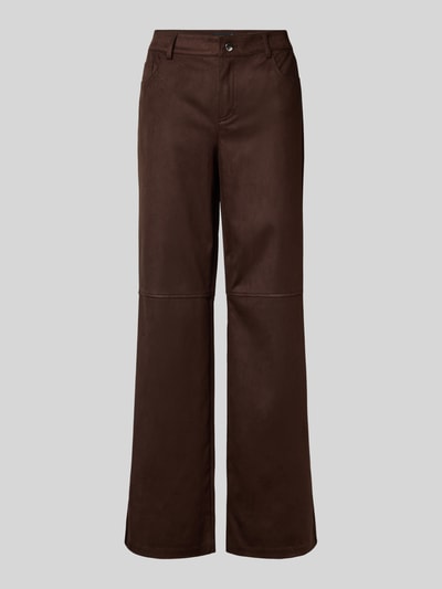 Gina Tricot Hose in Leder-Optik mit Teilungsnähten Dunkelbraun 2
