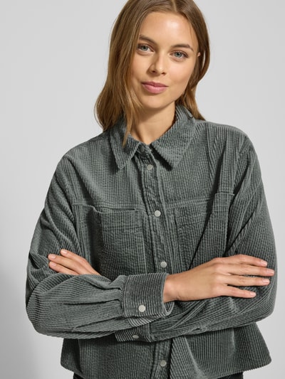 OPUS Regular Fit Hemdjacke aus Cord Modell 'Falba' Petrol 3