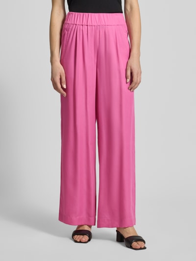 Lanius Wide leg stoffen broek met elastische band Felroze - 4
