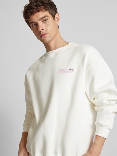 Multiply Apparel Oversized sweatshirt met labelprint Wit - 3