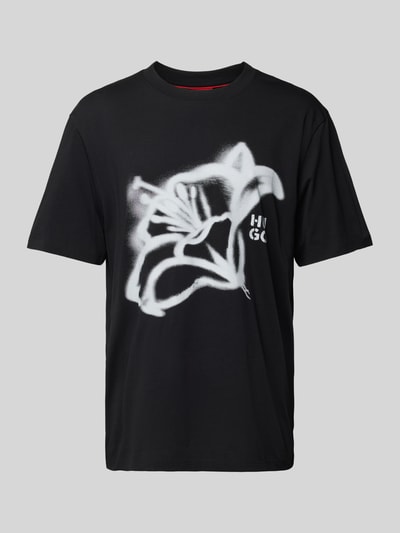 HUGO T-Shirt mit Label-Print Modell 'Dablumo' Black 2