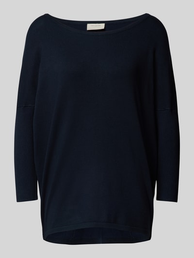 FREE/QUENT Gebreide pullover in effen design, model 'JONE' Marineblauw - 2